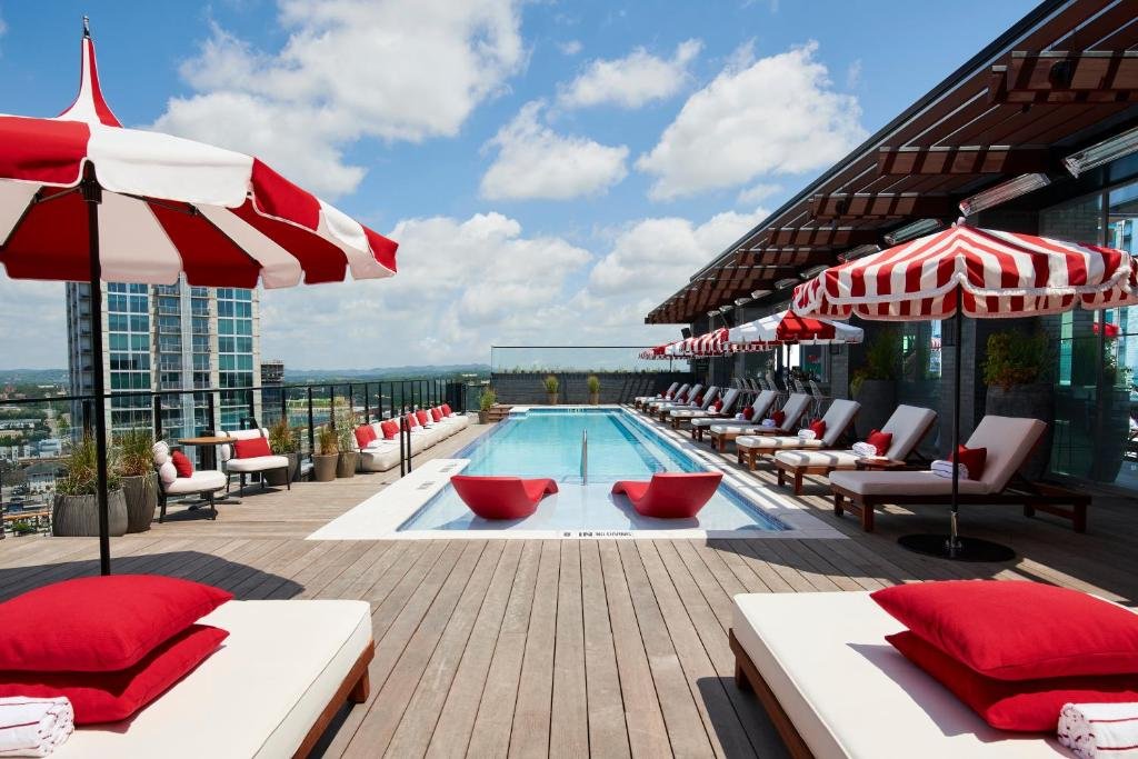 14th-floor Pool Club rooftop pool and skyline views at Virgin Hotels Nashville