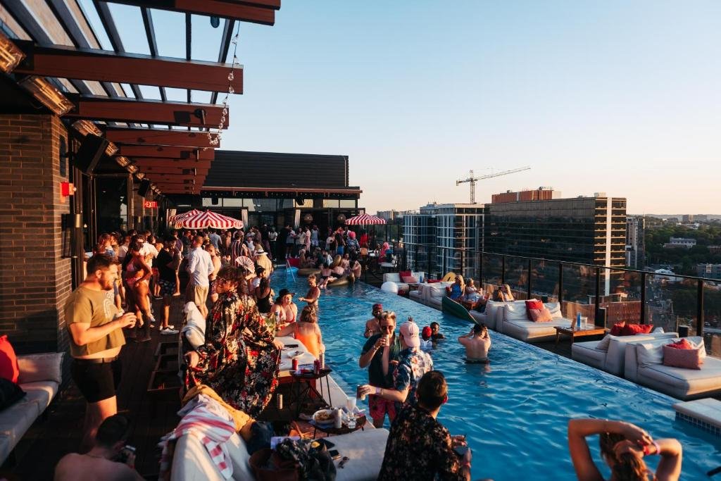 Commons Club restaurant and bar at Virgin Hotels Nashville on Music Row